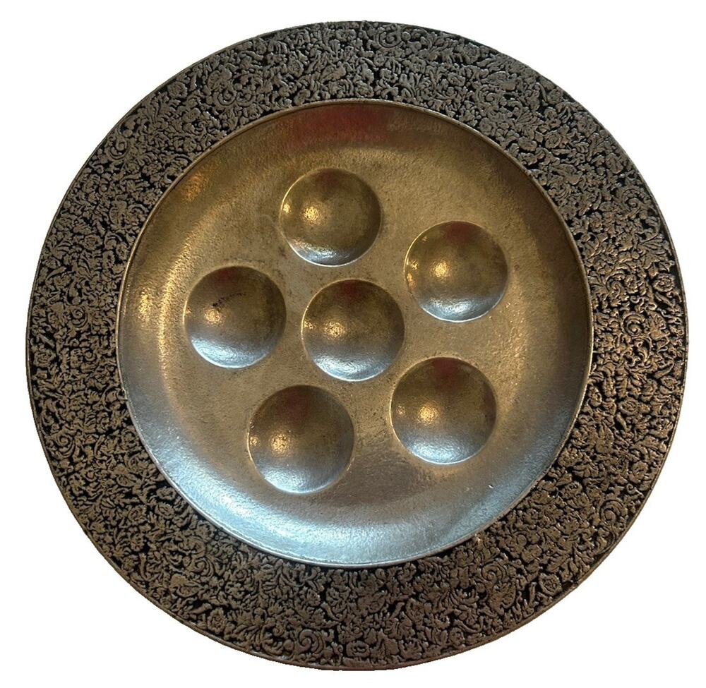Vtg Wilton‎ Columbia RWP Pewter Jewish Passover Sedar Plate 9” Passover Decor